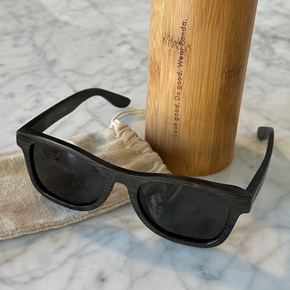 NWOT WearPanda.com Monroe Black Bamboo Sunglasses